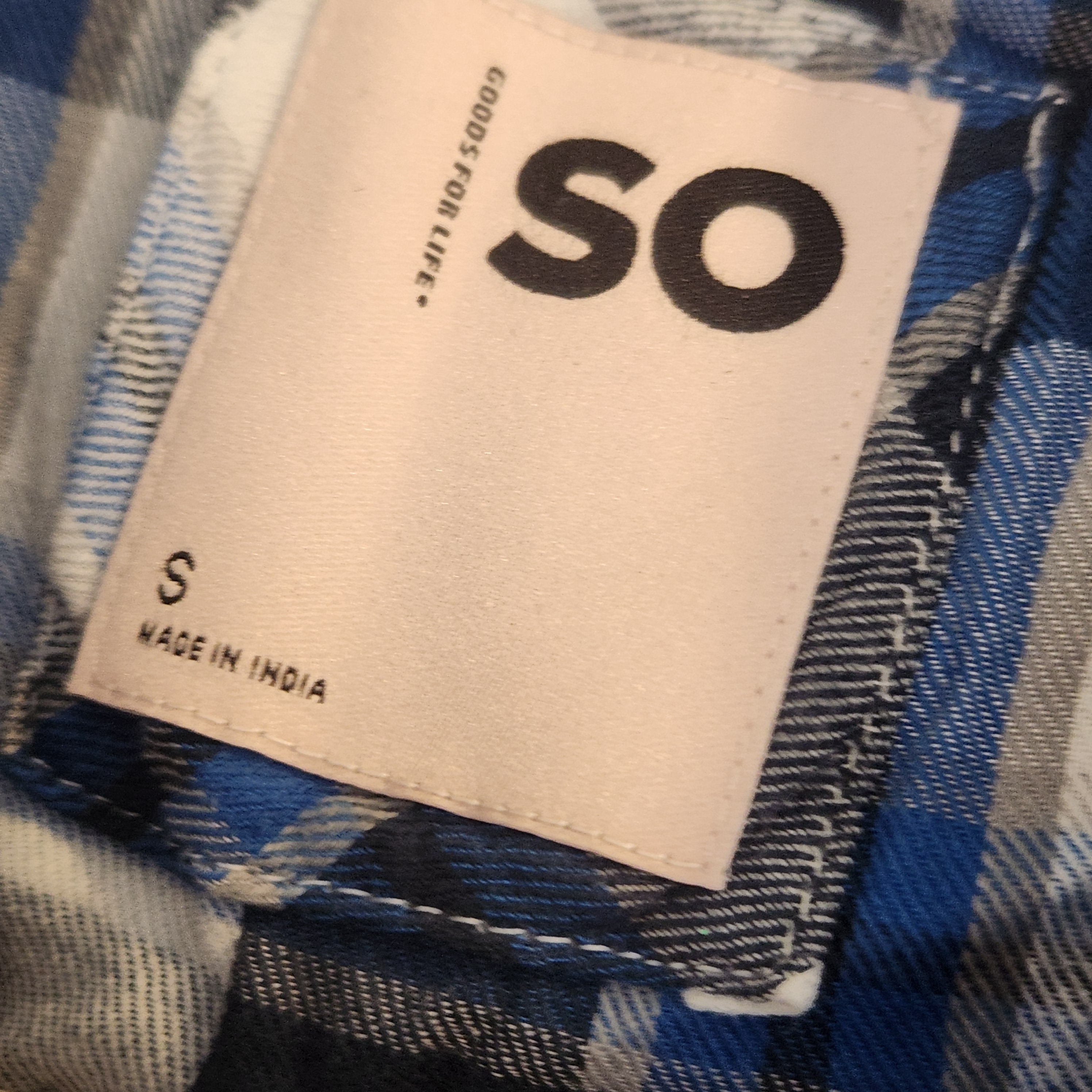 Kohl's So Men's Blue And White Plaid Button-Down Shirt S Bnwt — image 3 of 4